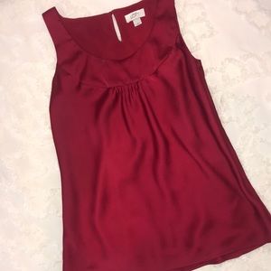 LOFT red silk shell blouse